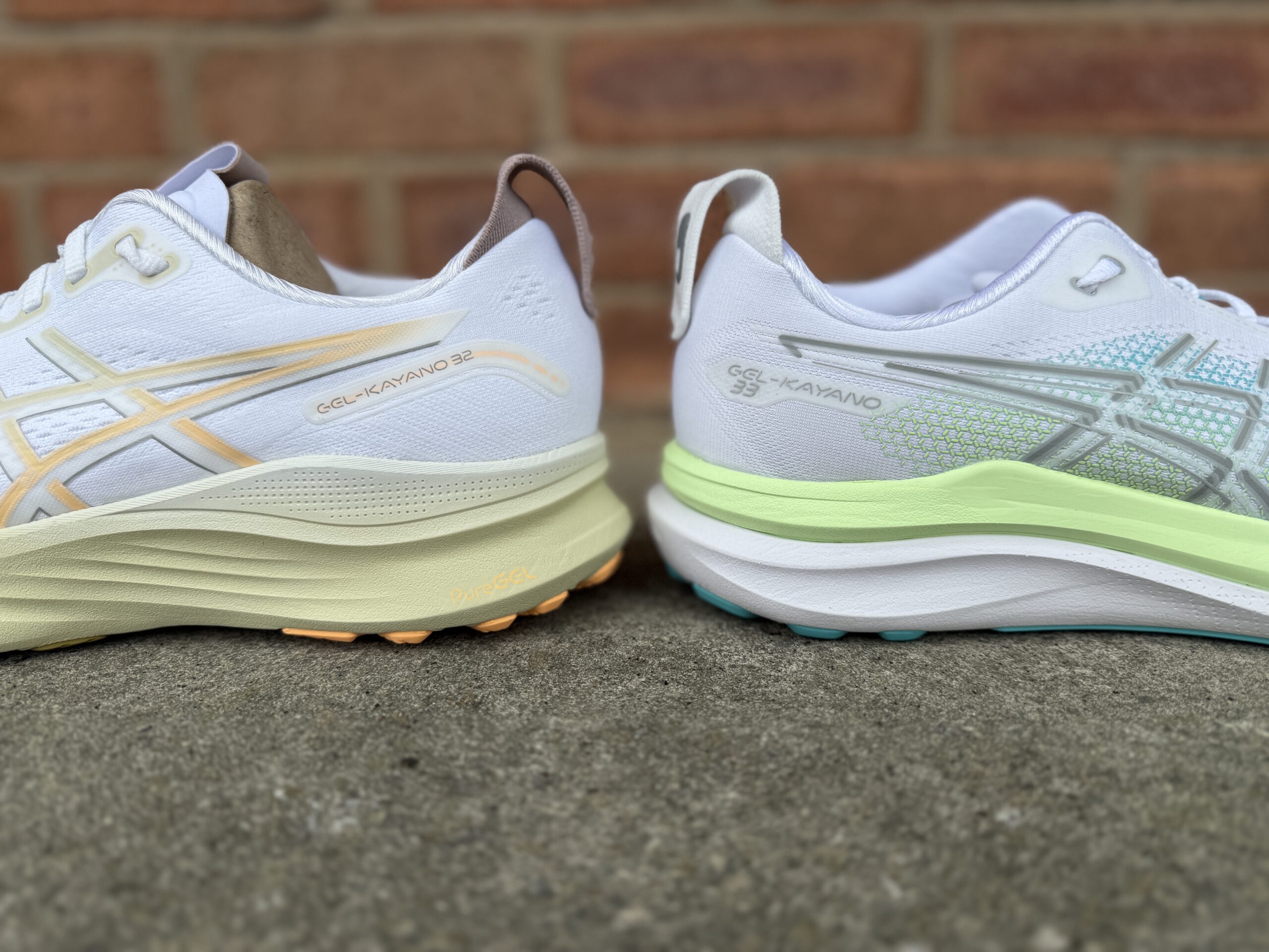 ASICS Kayano 32 & Kayano 33 Heel Stack