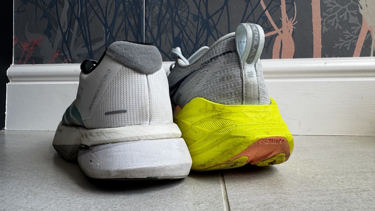 Adidas Boston 13 vs ASICS Superblast 2 Rear View heels