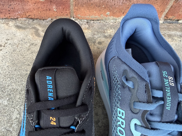 Adrenaline GTS 25 vs GTS 24 Heel Collar