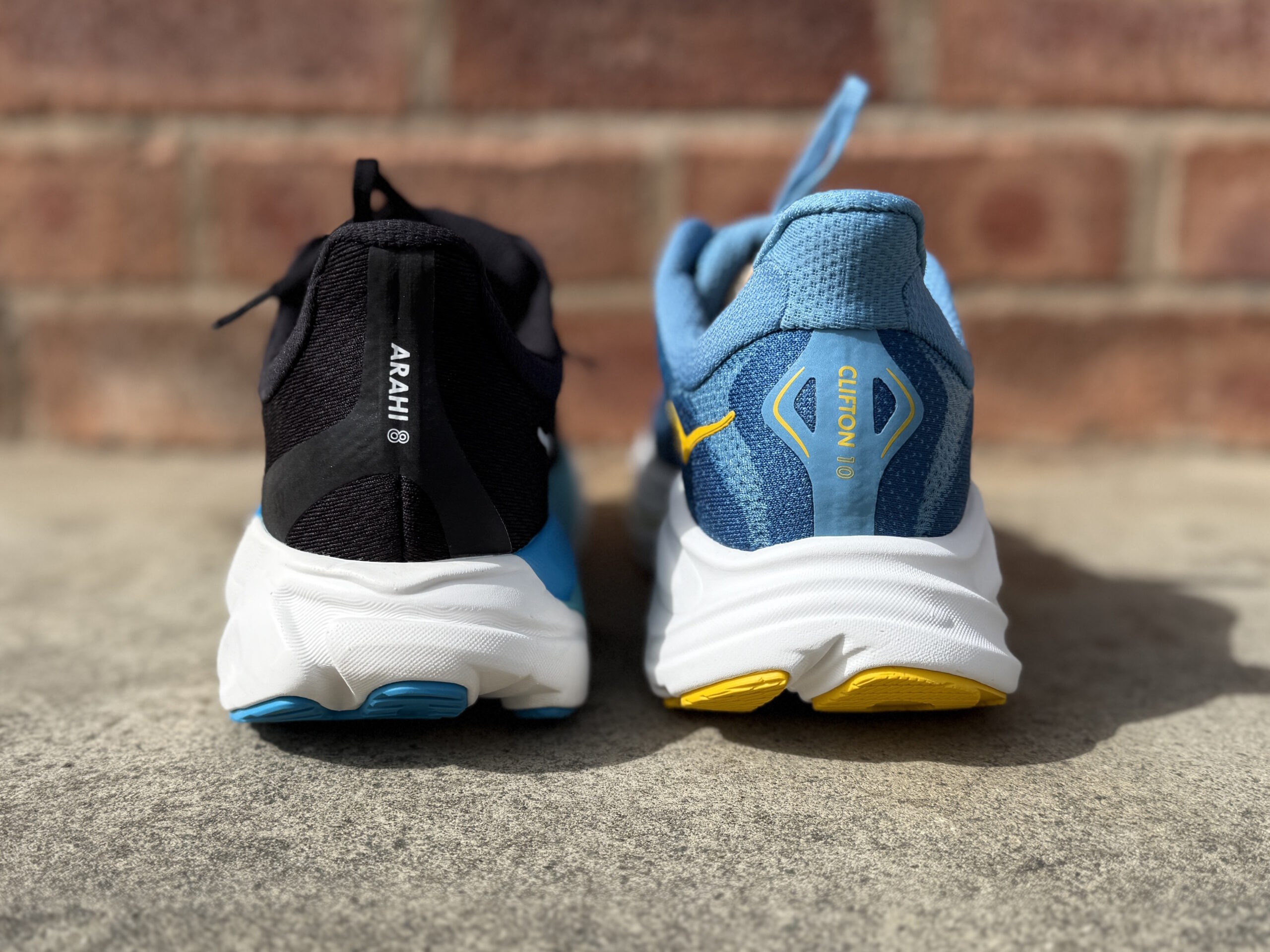 Arahi 8 vs Clifton 10 Heel Rear Arahi 8 vs Clifton 10 Heel Rear